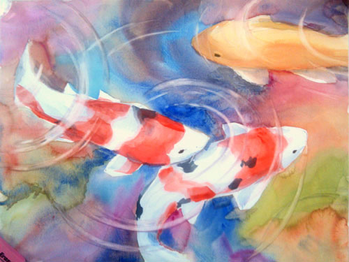 koi pond watercolor koi pond watercolor