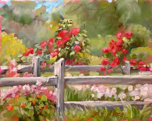 Rose Garden Oil Painting Art Student Rose Garden Oil Painting Art Student